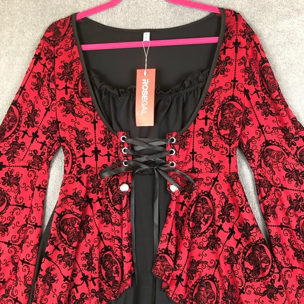Rosegal long bell sleeve whimsigoth witchy top size M - Picture 3 of 10